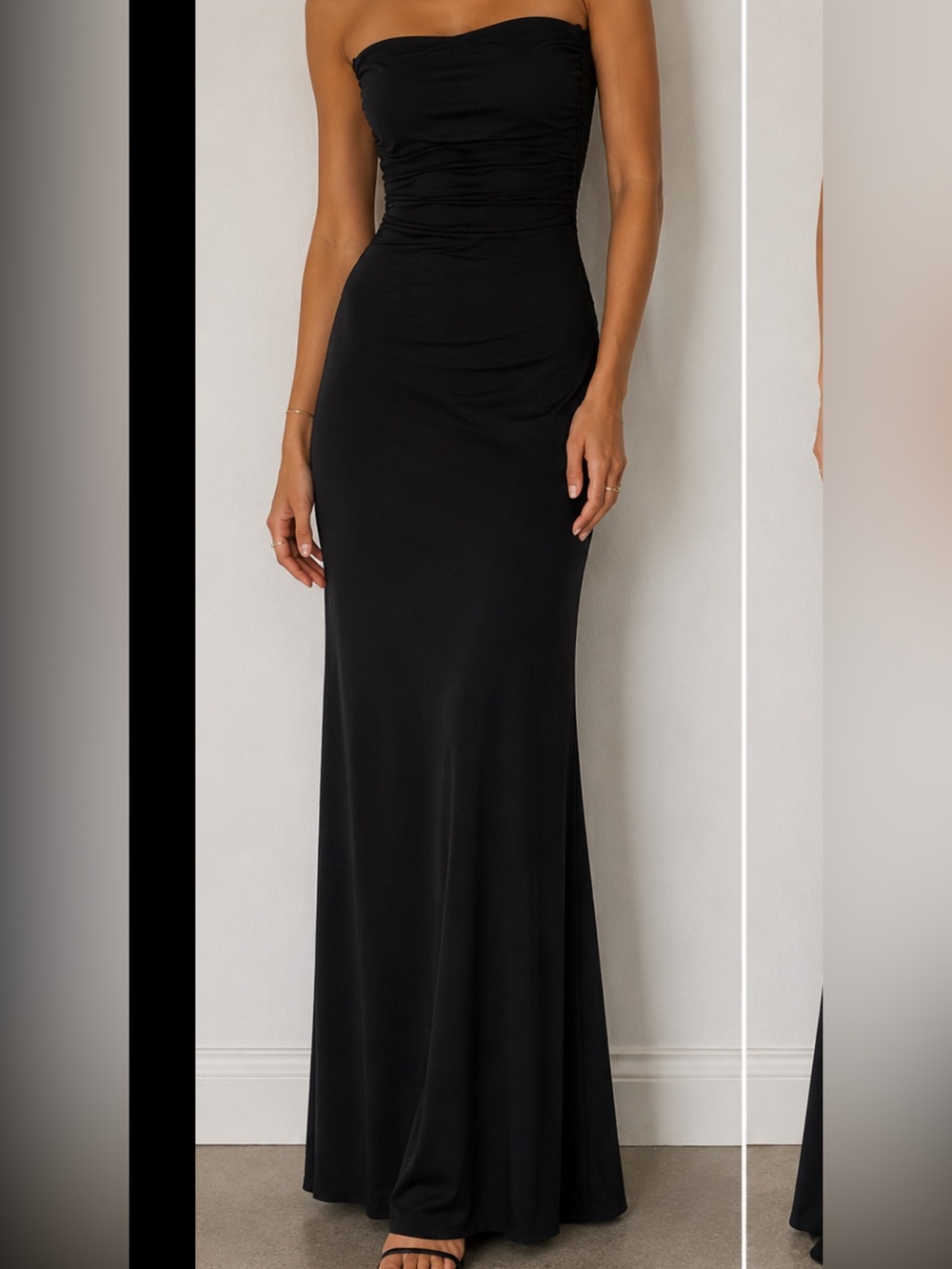 Strapless Black Maxi Skirt Dress - Women 2 small xs satin that’s so fetch long